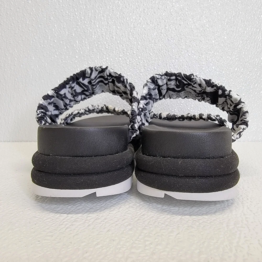 Sorel Women's Roaming Two Strap Slide Sandals Black White Size 9.5